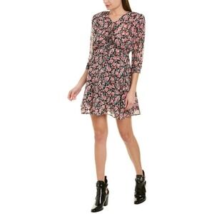The Kooples Womens Cherry Blossom Silk-Blend‎ Mini Dress Candy Flowers Size 1